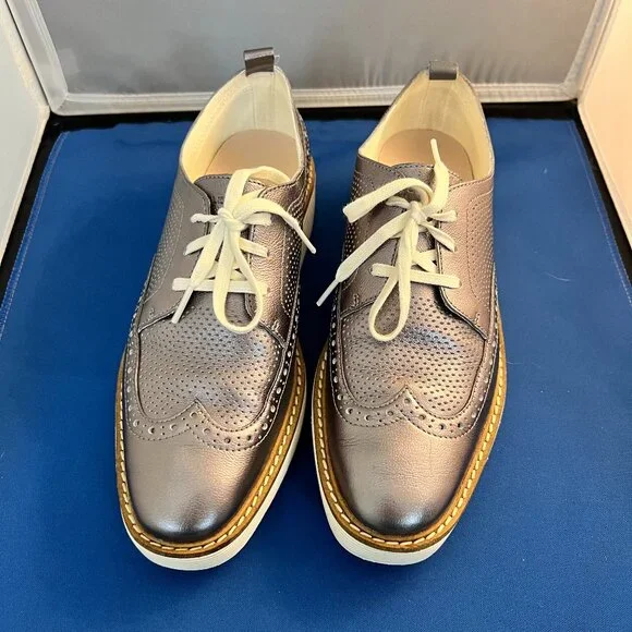 Cole Haan Metallic Oxford Shoes Size 7.5 - Picture 1 of 4